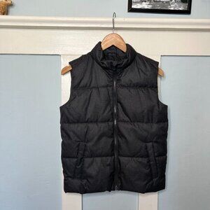 Old Navy Gender-Neutral Grey Herringbone Frost-Free Puffer Vest for Kids